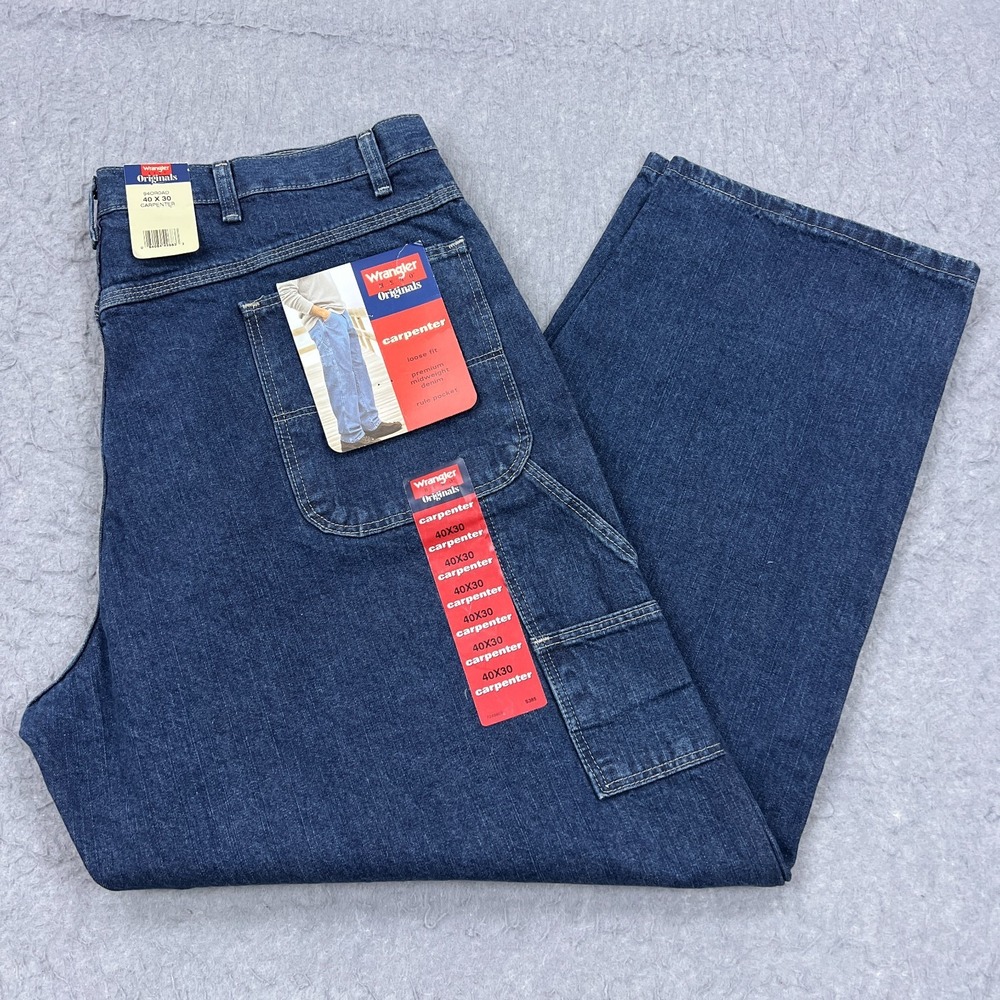 NEW Wrangler Hero Jeans Mens 40x30 Blue Carpenter Loose Fit Midweight Denim Work